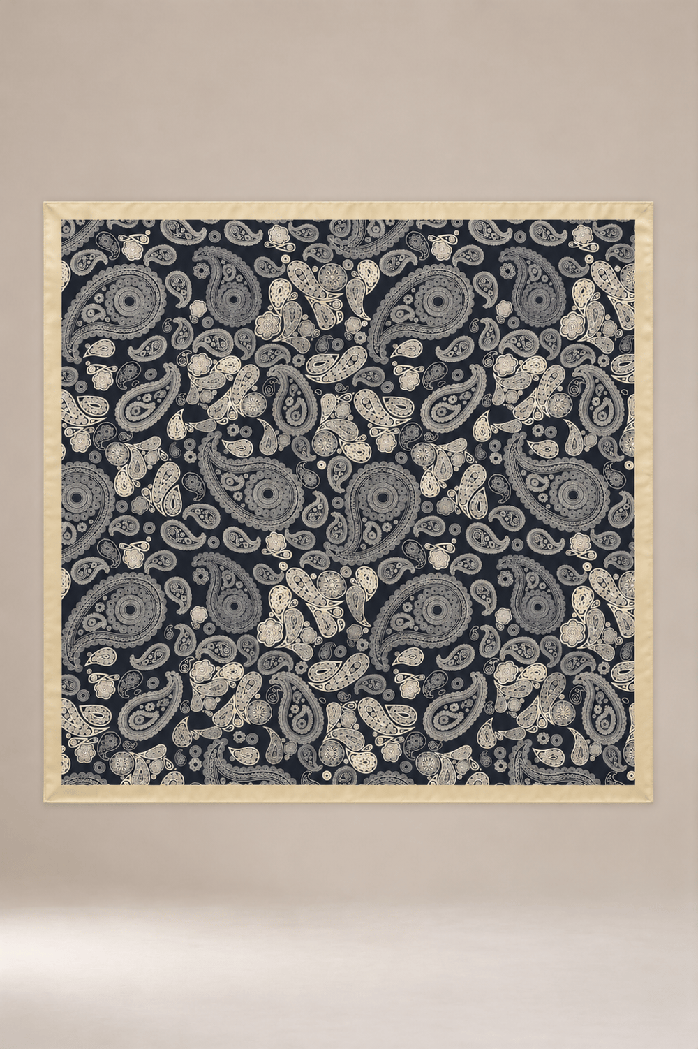 Değişik Desenler ve Şal Desen Çerçeve Bordürlü Şal 110 x 110 cm BEJ