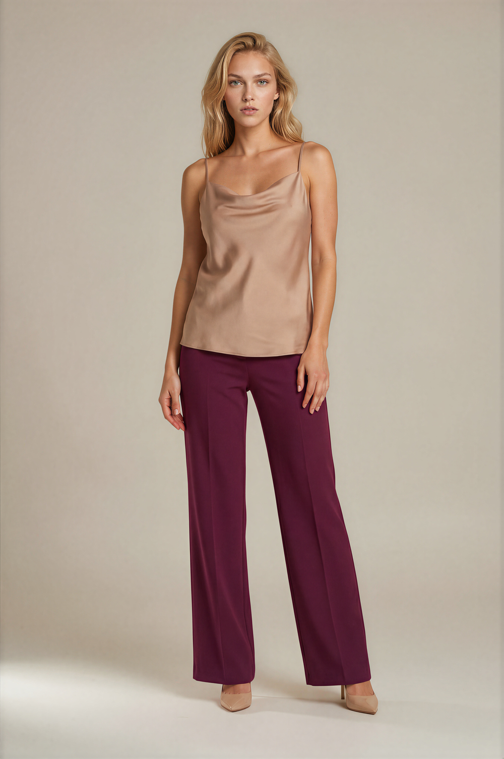 Diamante Rahat Kesim Bol Paça Pantolon BORDO