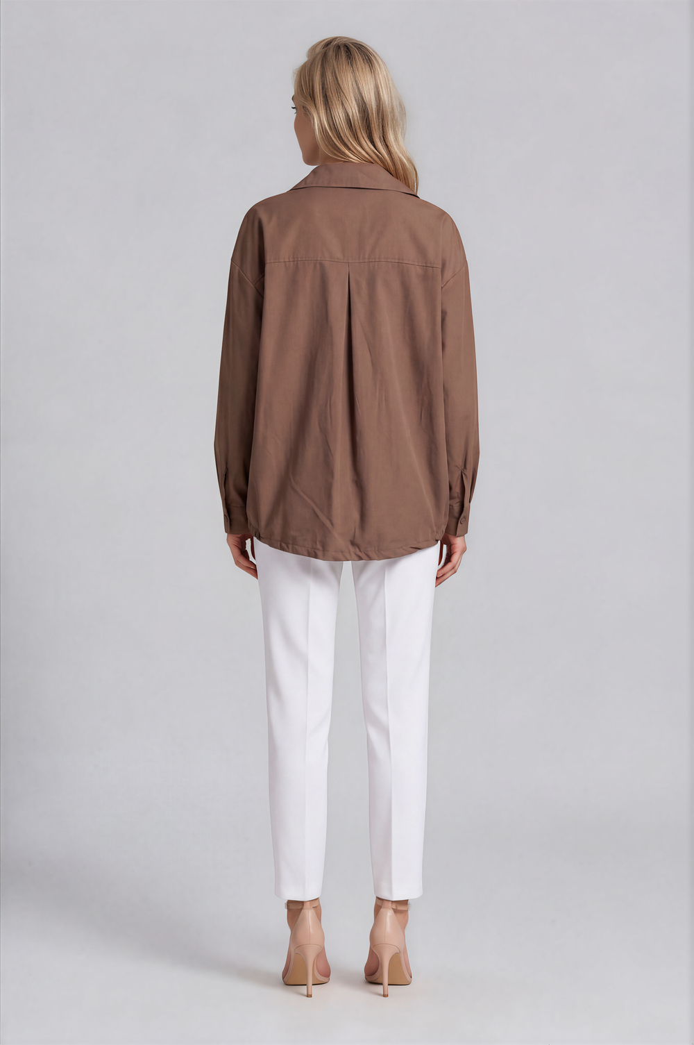 Dik Yaka Çıtçıtlı Oversize Kısa Mont KAHVE
