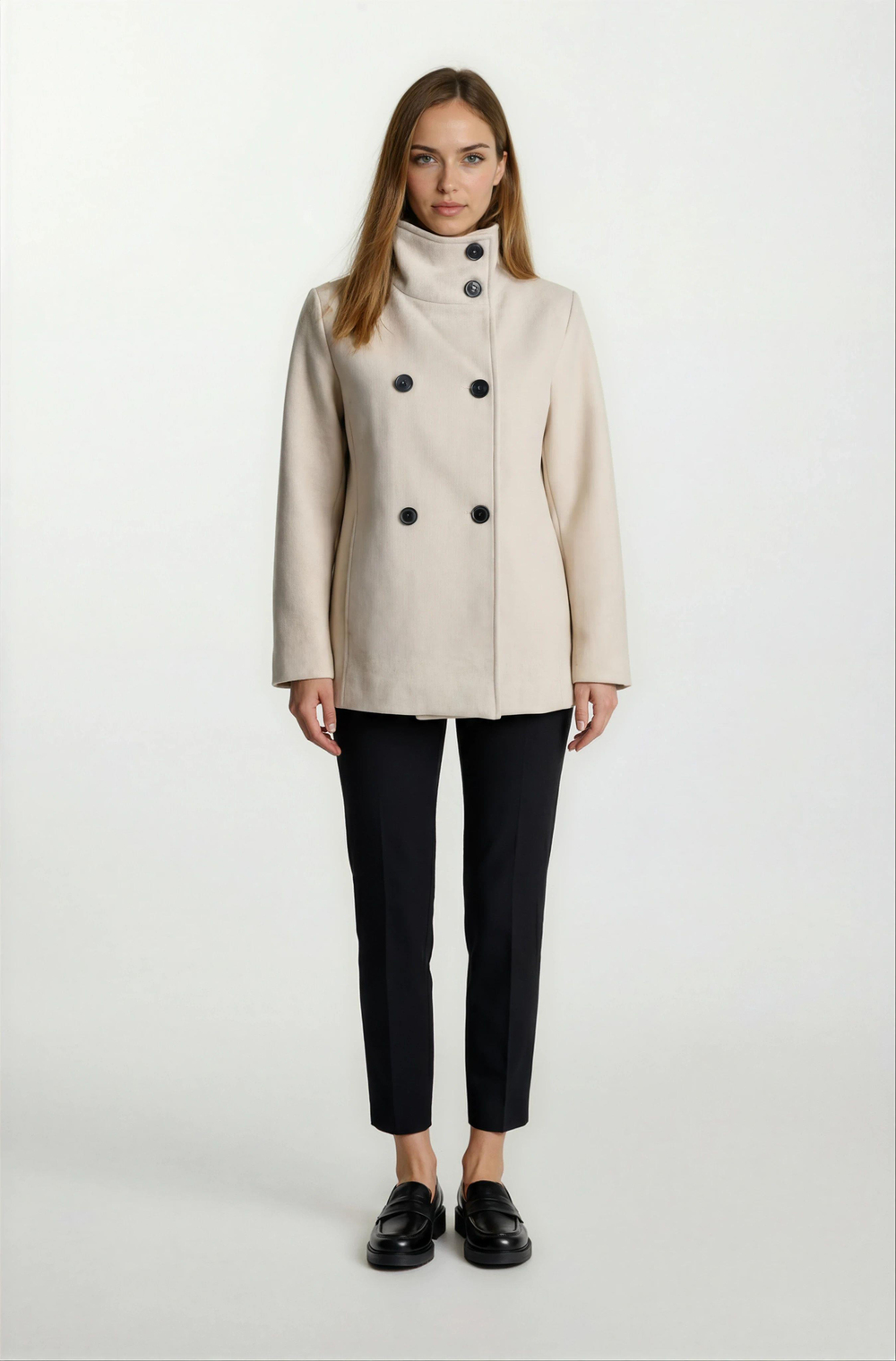 Dionilla Dik Yaka Kruvaze Mont TAŞ