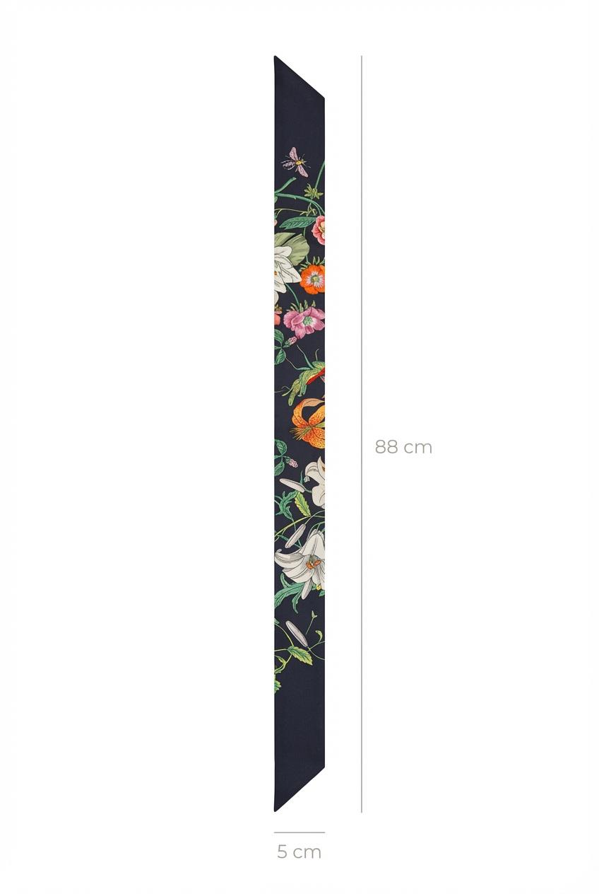 Twilly İnce Fular 88x5 cm SİYAH