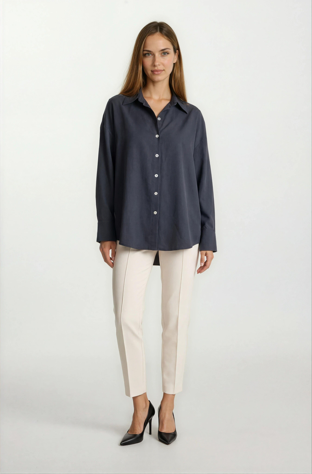 Donatillaı Arka Körüklü Klasik Yaka Salaş Gömlek SİYAH