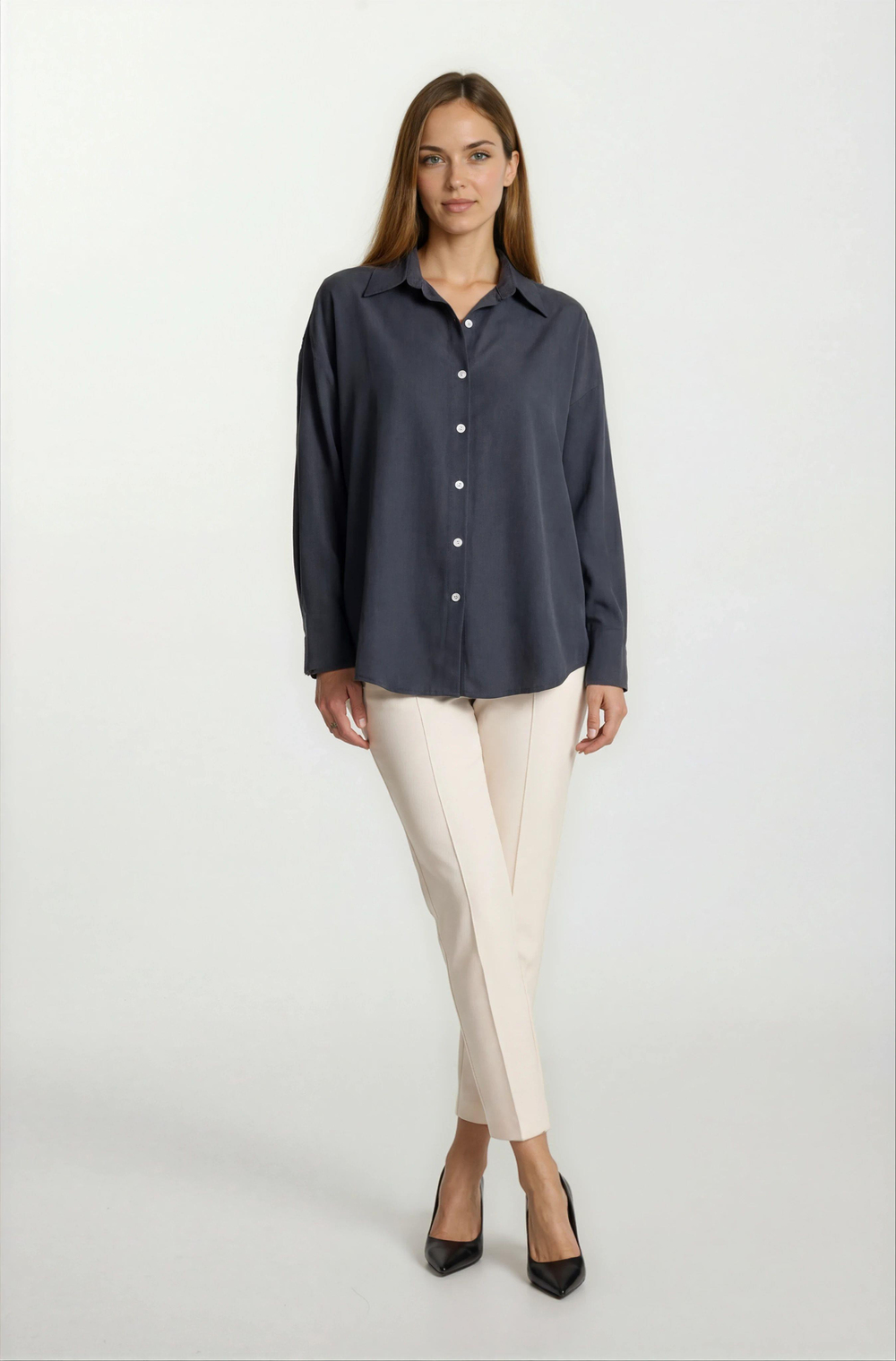 Donatillaı Arka Körüklü Klasik Yaka Salaş Gömlek SİYAH