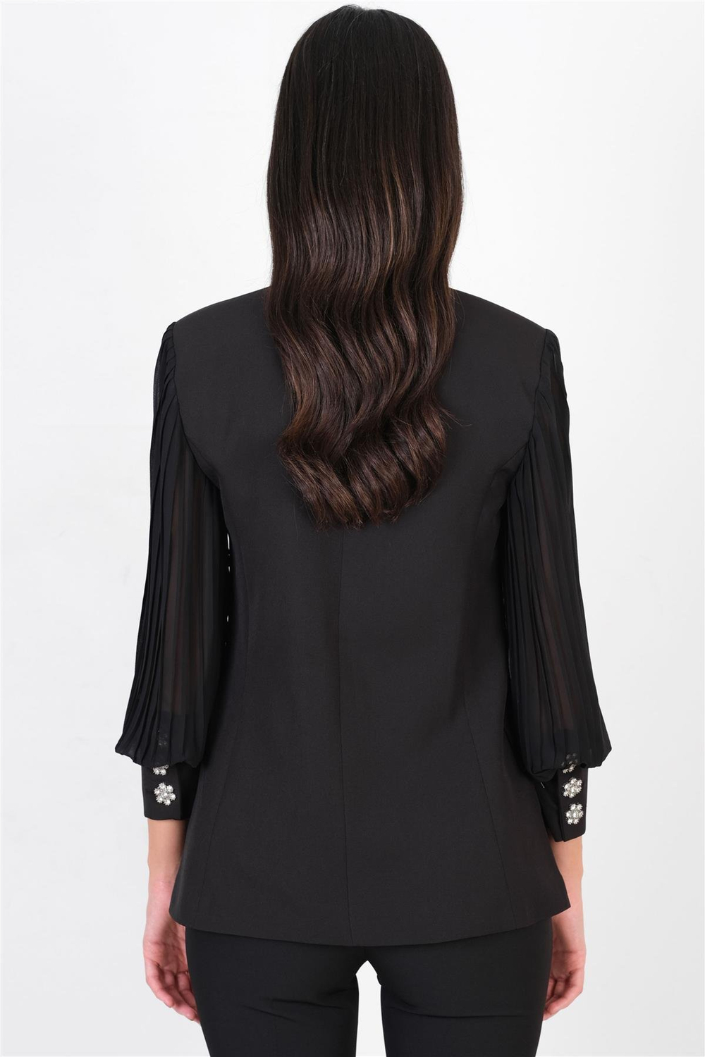 Durning Kollar Şifon Piliseli Blazer Ceket SİYAH