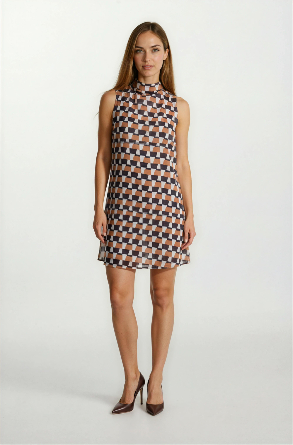 Fernandel Degaje Yaka Arkadab Bağlamalı Kolsuz Elbise HARDAL