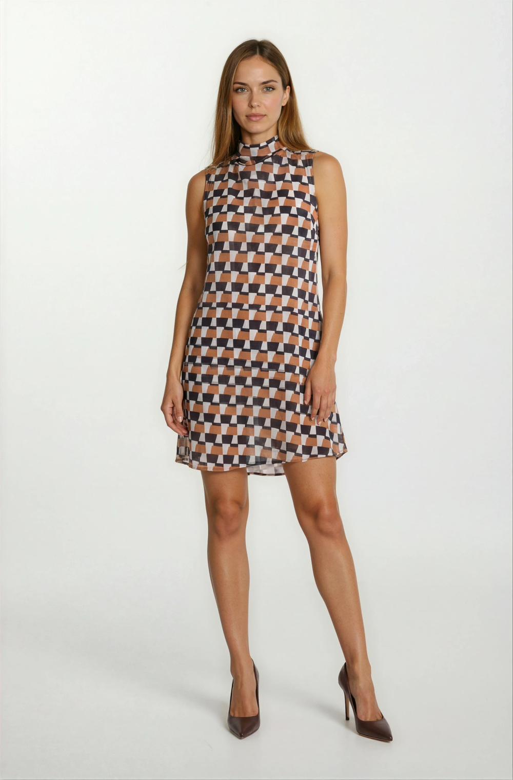 Fernandel Degaje Yaka Arkadab Bağlamalı Kolsuz Elbise HARDAL