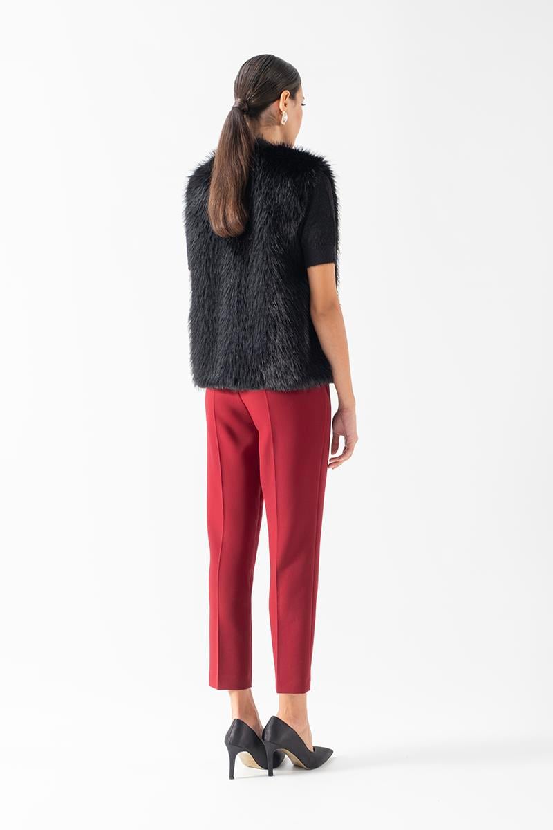 Fiorello Yakasız Kolsuz Peluş Yelek SİYAH