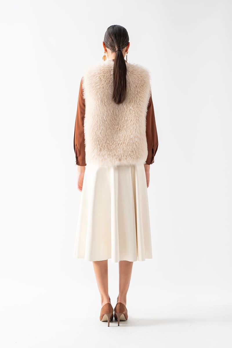 Fiorello Yakasız Kolsuz Peluş Yelek EKRU