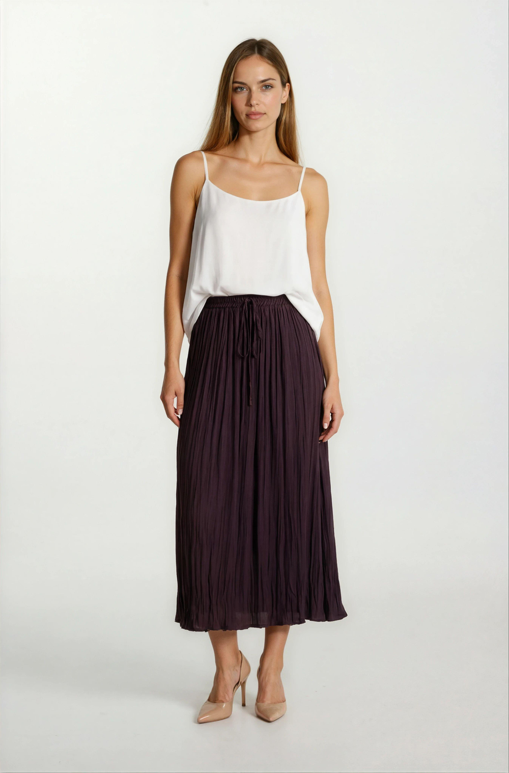 Fredrichs Beli Lastikli Kraş Etek BORDO