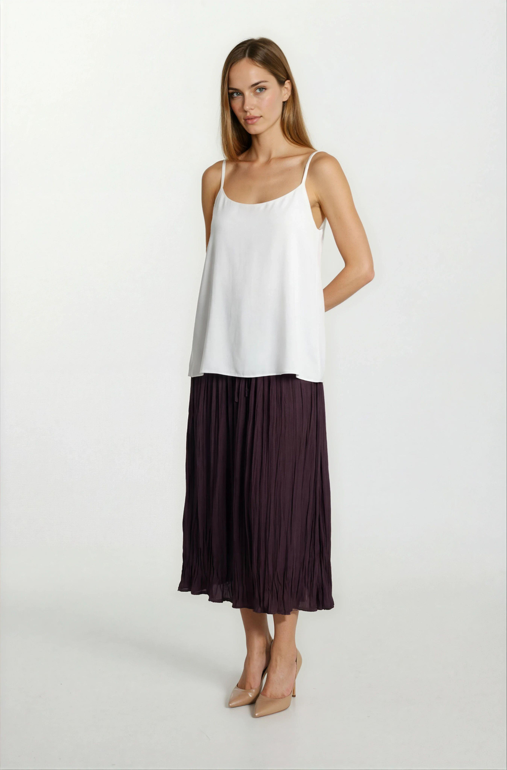 Fredrichs Beli Lastikli Kraş Etek BORDO