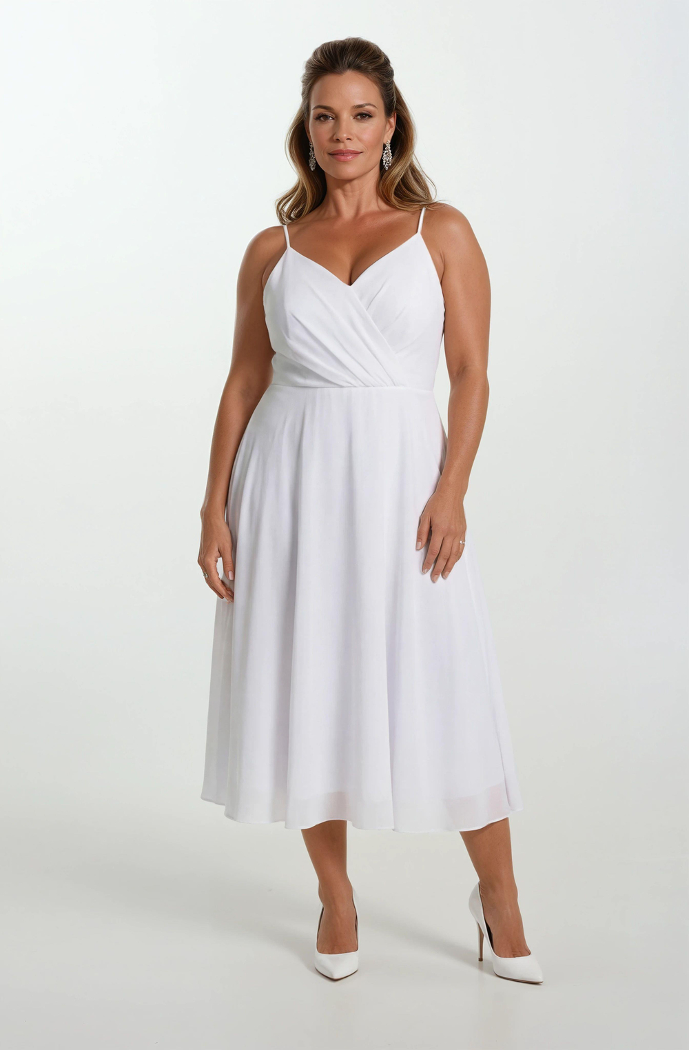 Gegia  Kruvaze Çapraz Bağcıklı Kısa Abiye BEYAZ