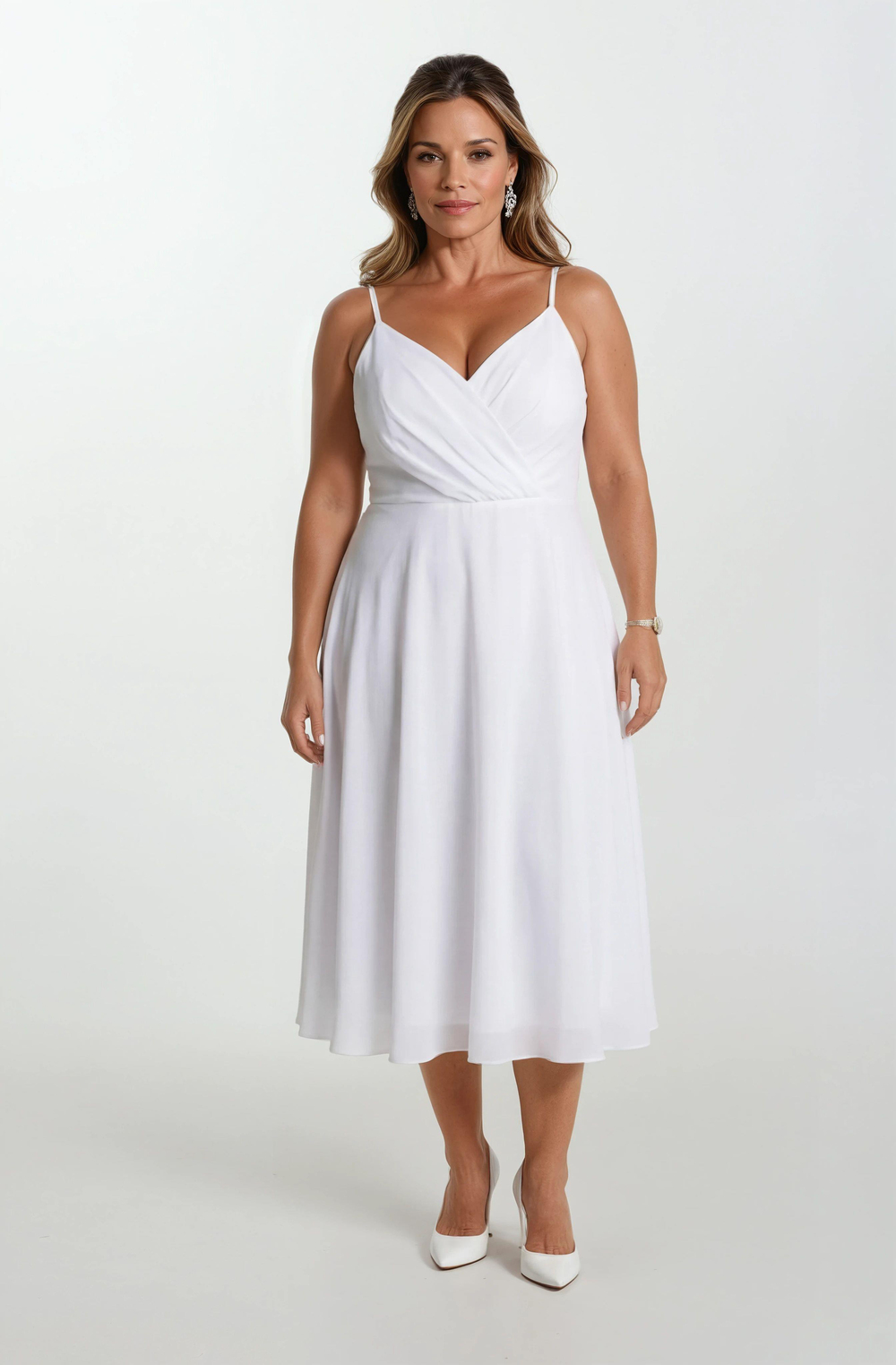 Gegia  Kruvaze Çapraz Bağcıklı Kısa Abiye BEYAZ