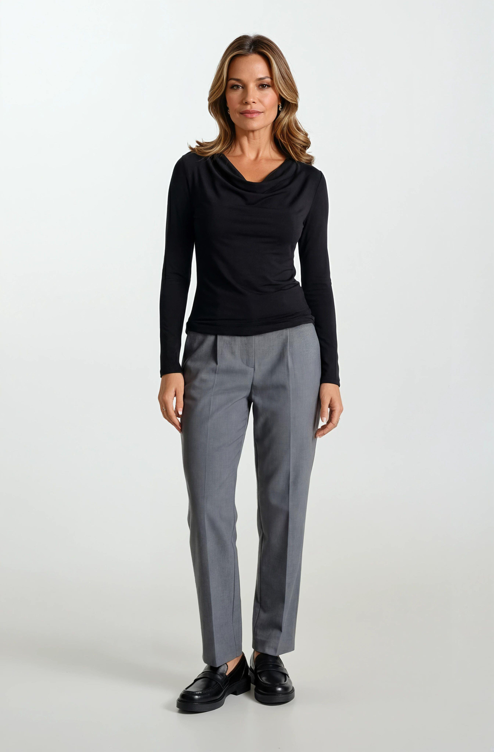 Genuina Pileli Dar Paça Pantolon FÜME