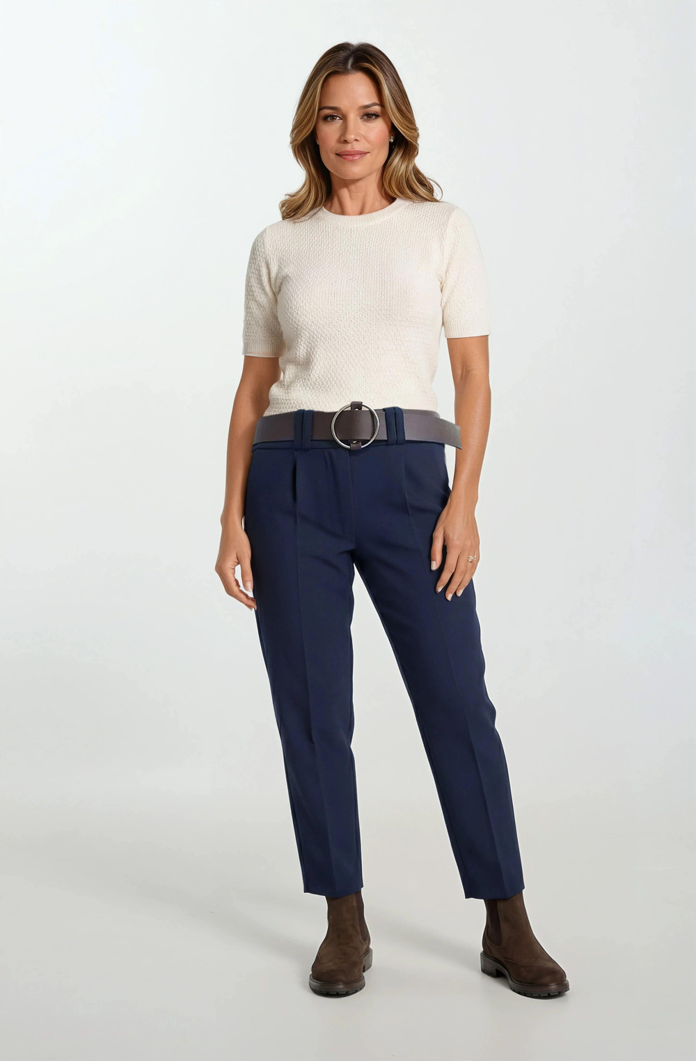 Genuina Pileli Dar Paça Pantolon LACİVERT