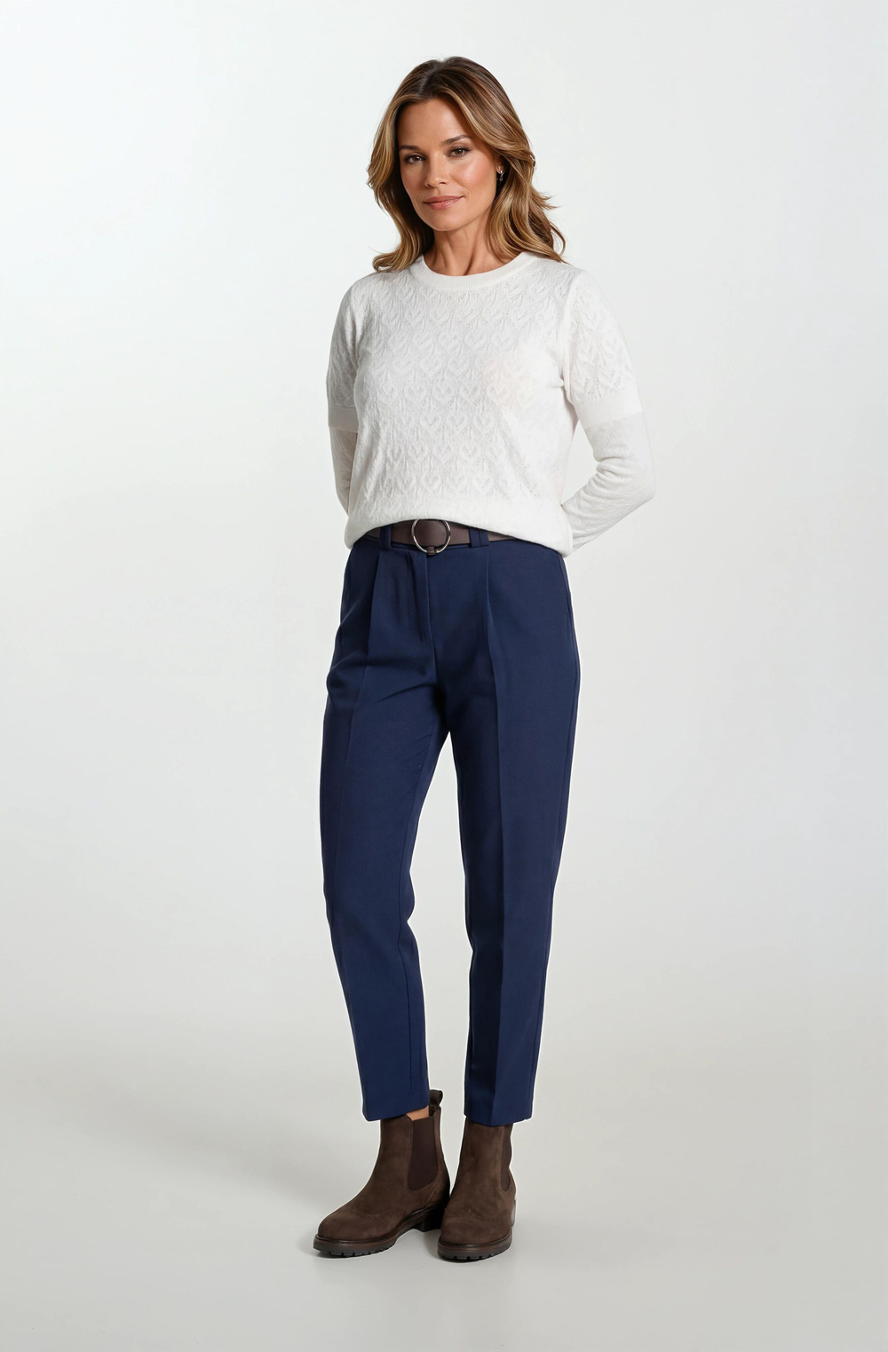 Genuina Pileli Dar Paça Pantolon LACİVERT