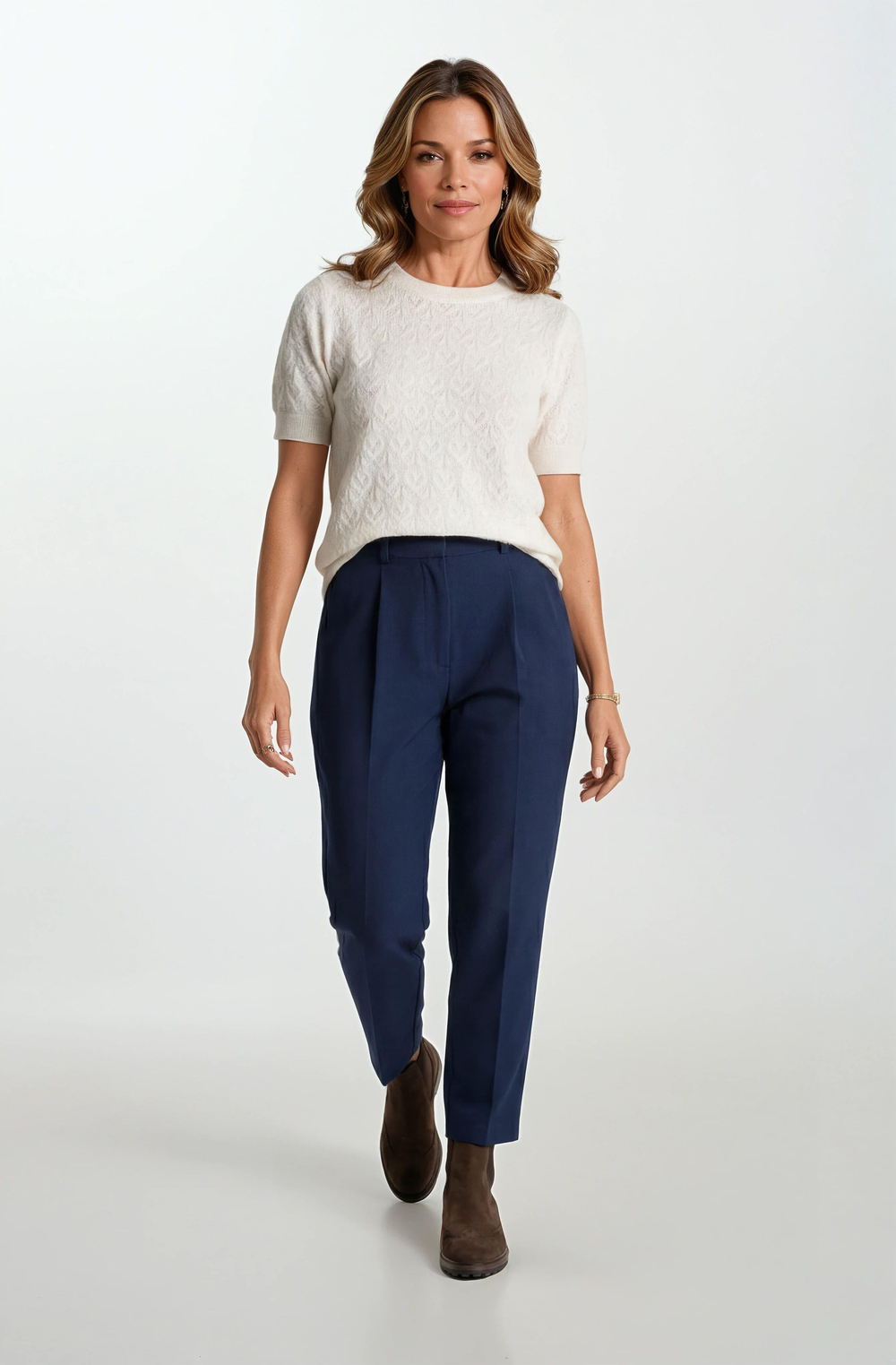 Genuina Pileli Dar Paça Pantolon LACİVERT