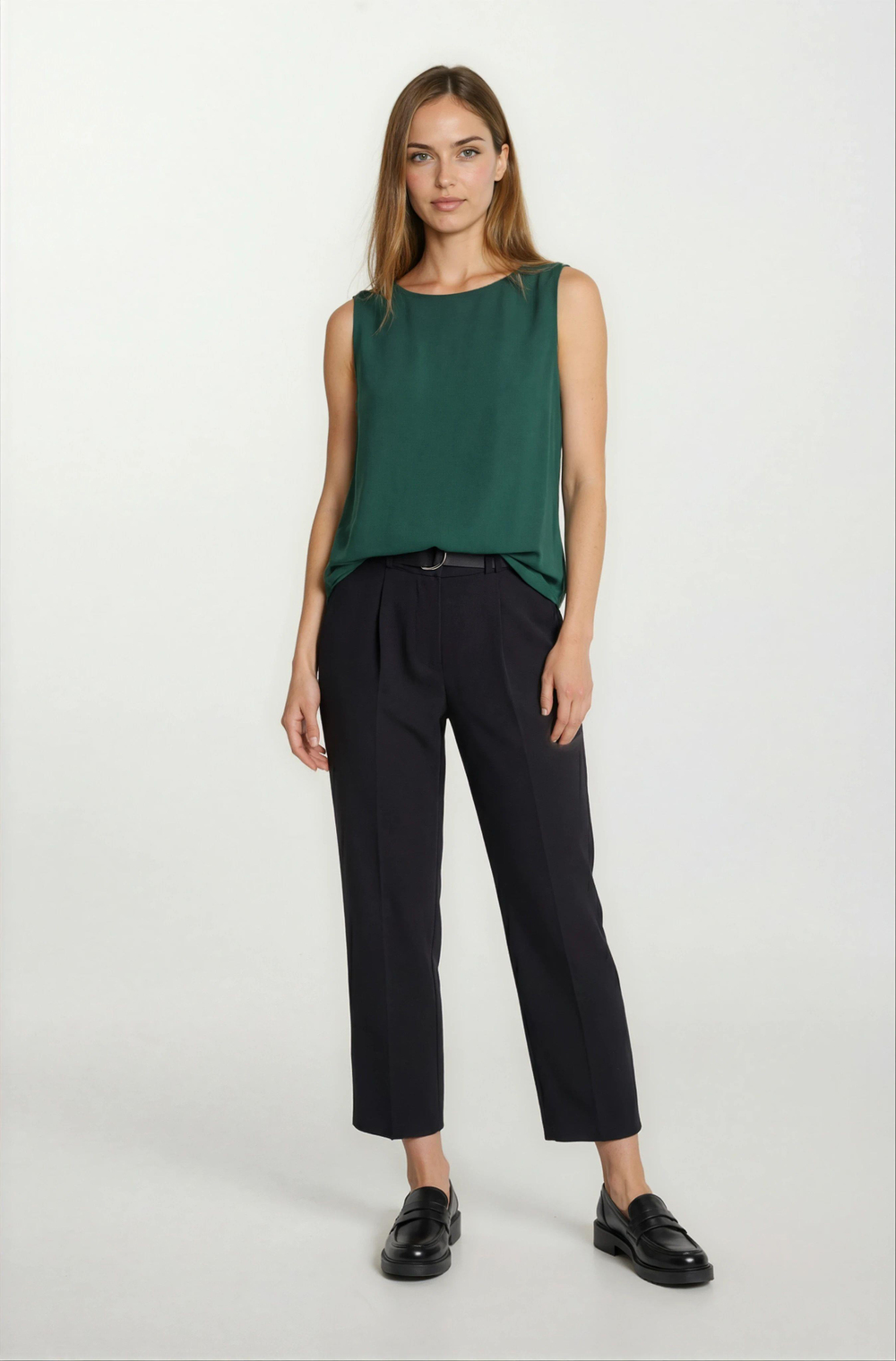 Genuina Pileli Dar Paça Pantolon SİYAH