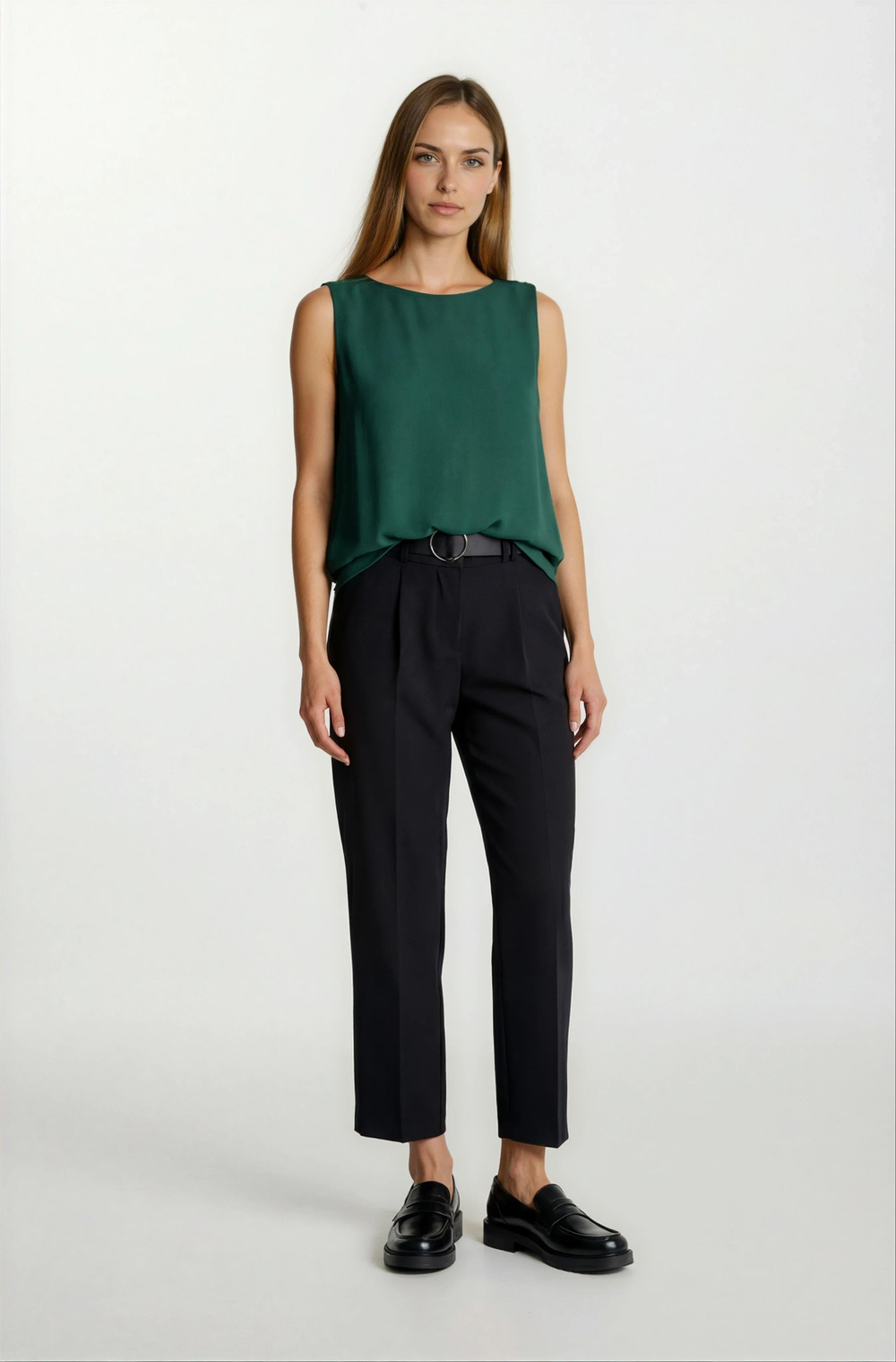 Genuina Pileli Dar Paça Pantolon SİYAH