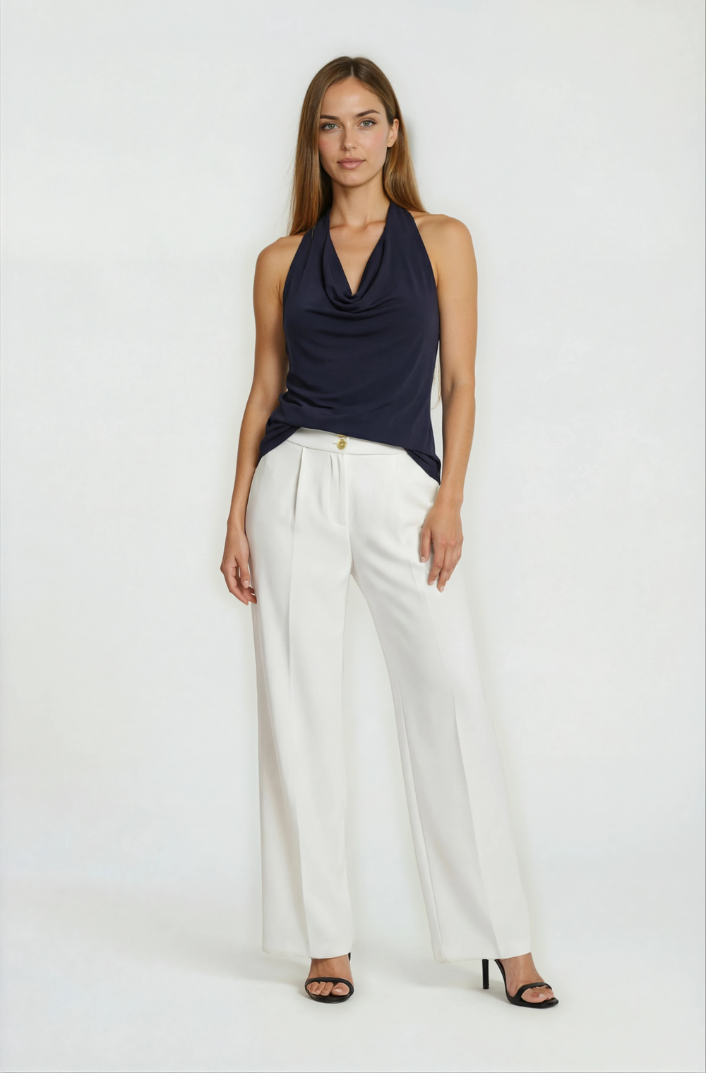 Halter Yaka Degaje Bluz SİYAH