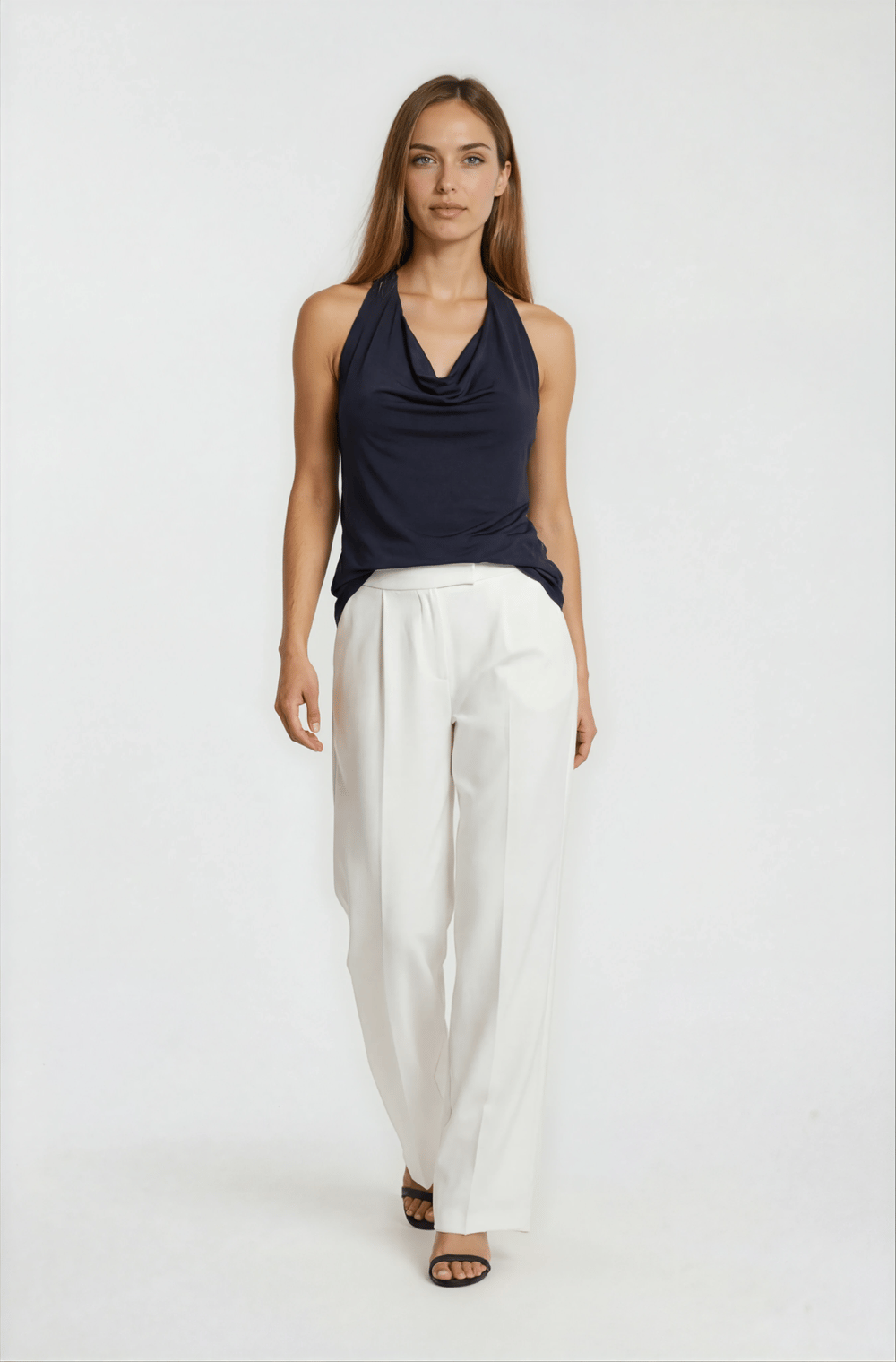 Halter Yaka Degaje Bluz SİYAH