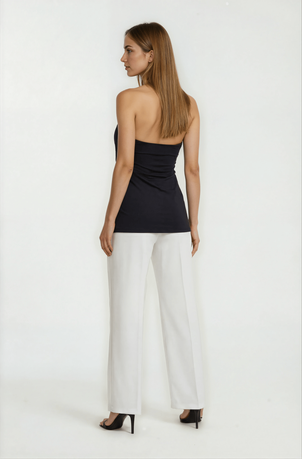 Halter Yaka Degaje Bluz SİYAH