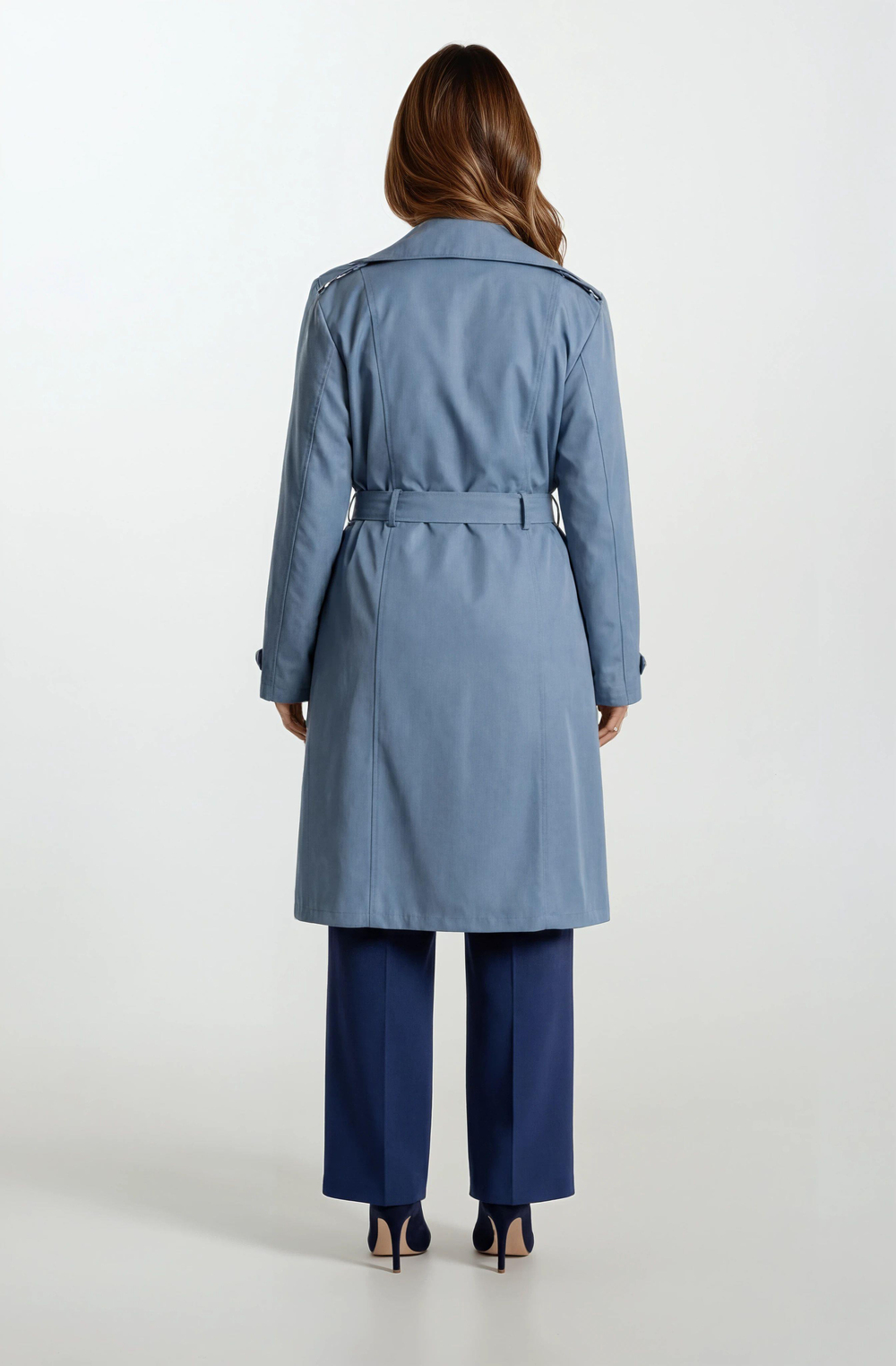 İmperatrice Kruvaze Yaka Kuşaklı Trençkot İNDİGO