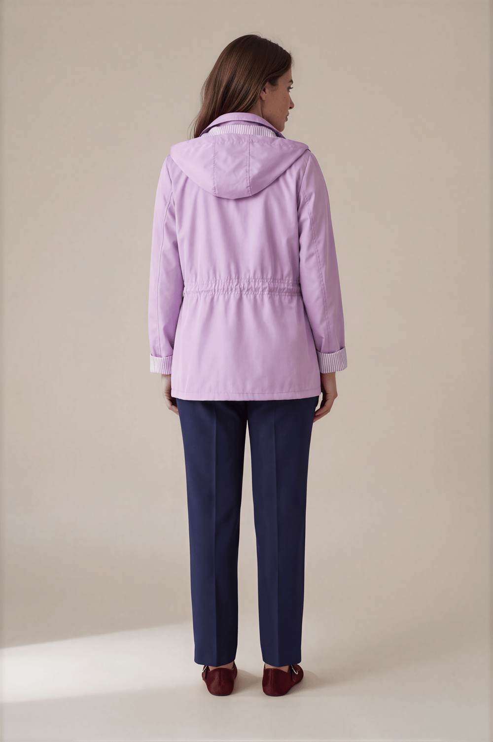 İnce Astarlı Su İtici Kapüşonlu Baharlık Kısa Parka 36-50 – Goudot LİLA