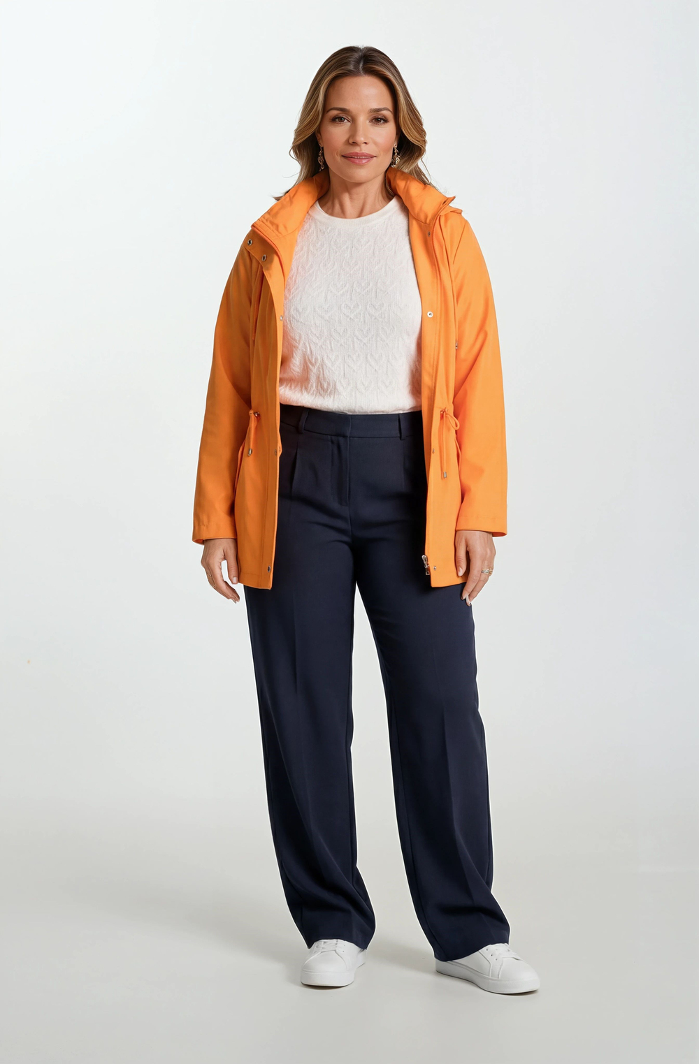 İnce Astarlı Su İtici Kapüşonlu Baharlık Kısa Parka 36-50 – Goudot ORANJ