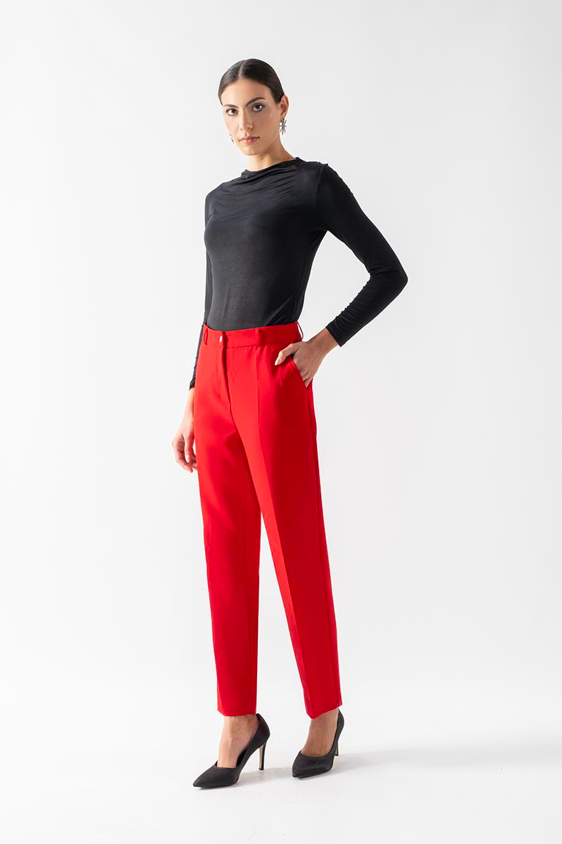 İncoronato Klasik Krep Pantolon KIRMIZI