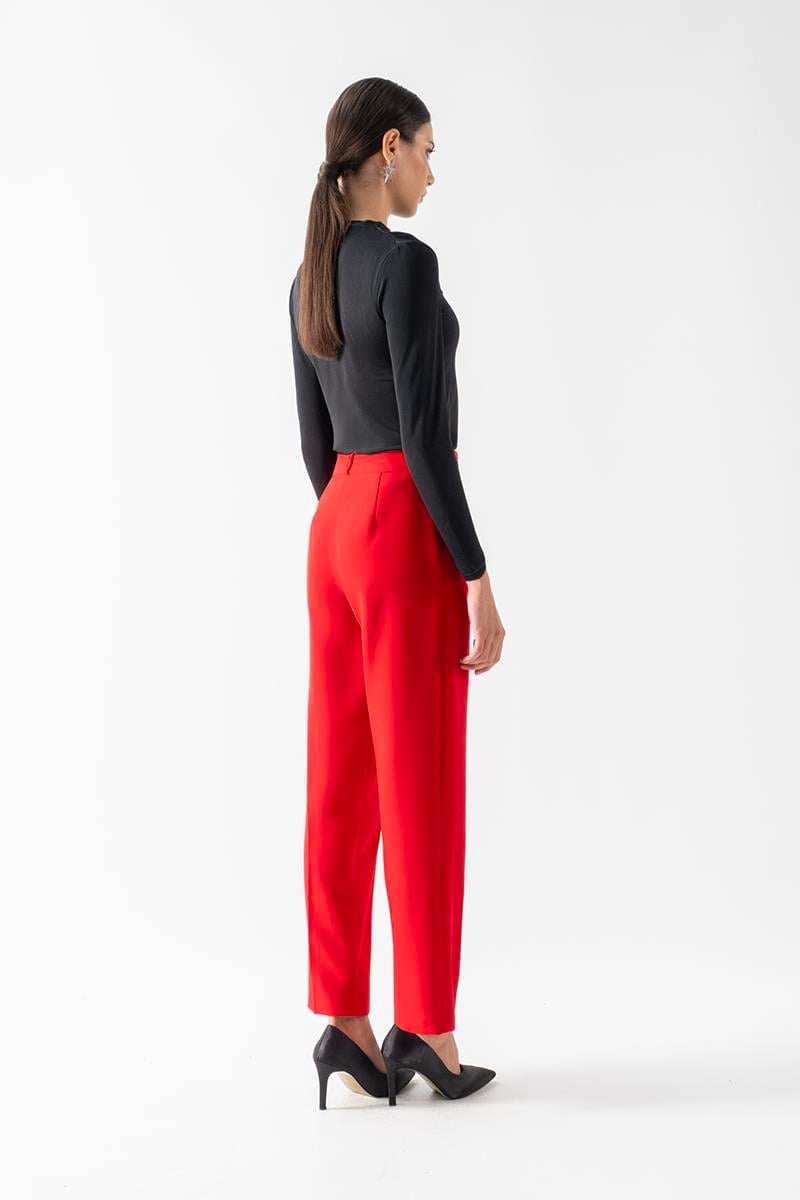 İncoronato Klasik Krep Pantolon KIRMIZI