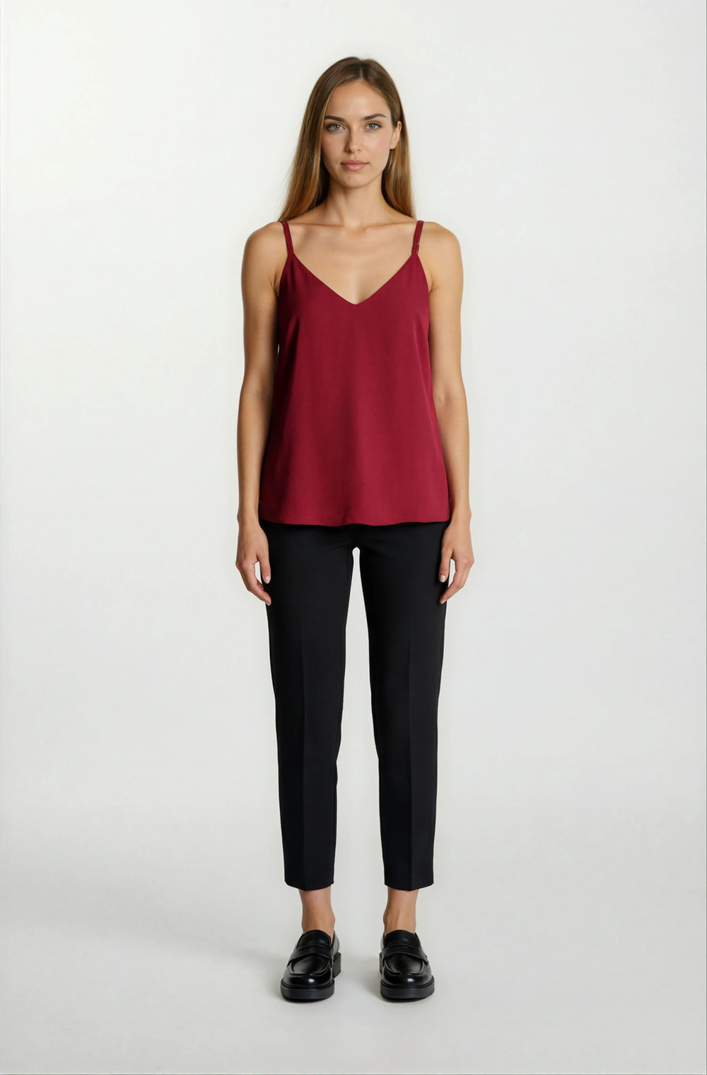 Jackeline Askılı V Yaka Bluz BORDO