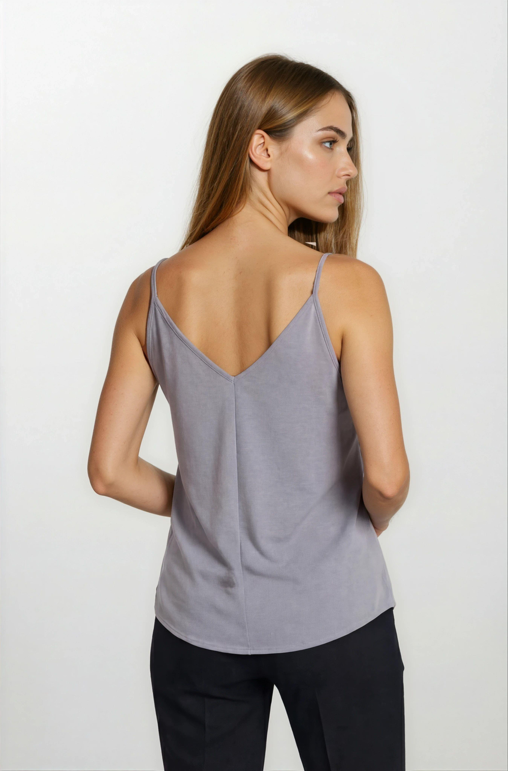 Jackeline Askılı V Yaka Bluz GRİ