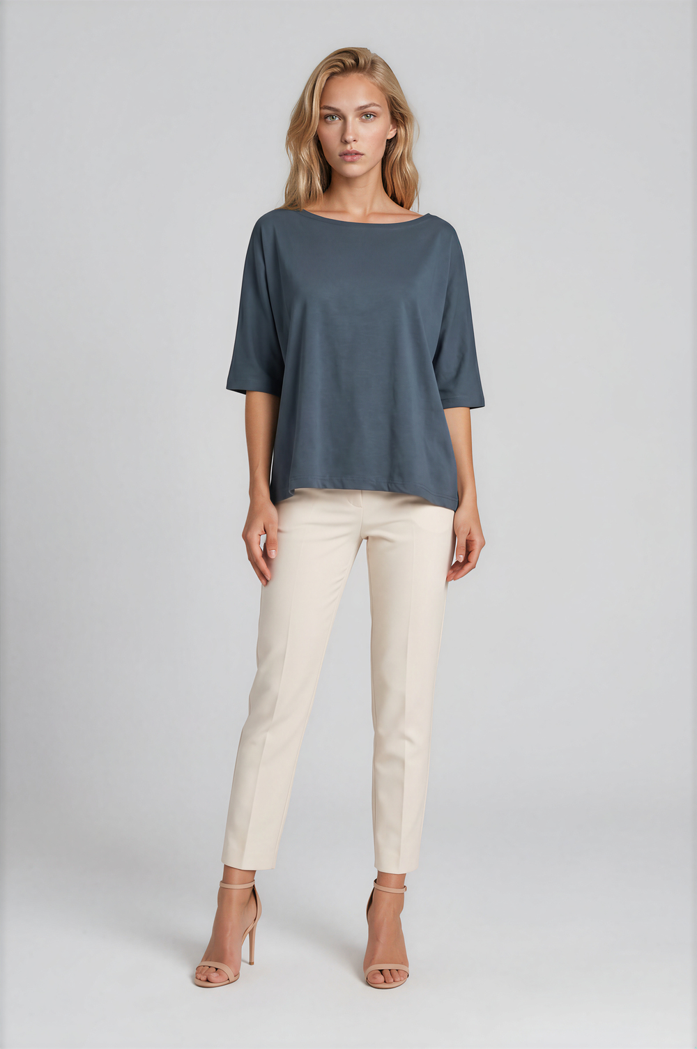 Kayık Yaka Oversize Basic Bluz ANTRASİT