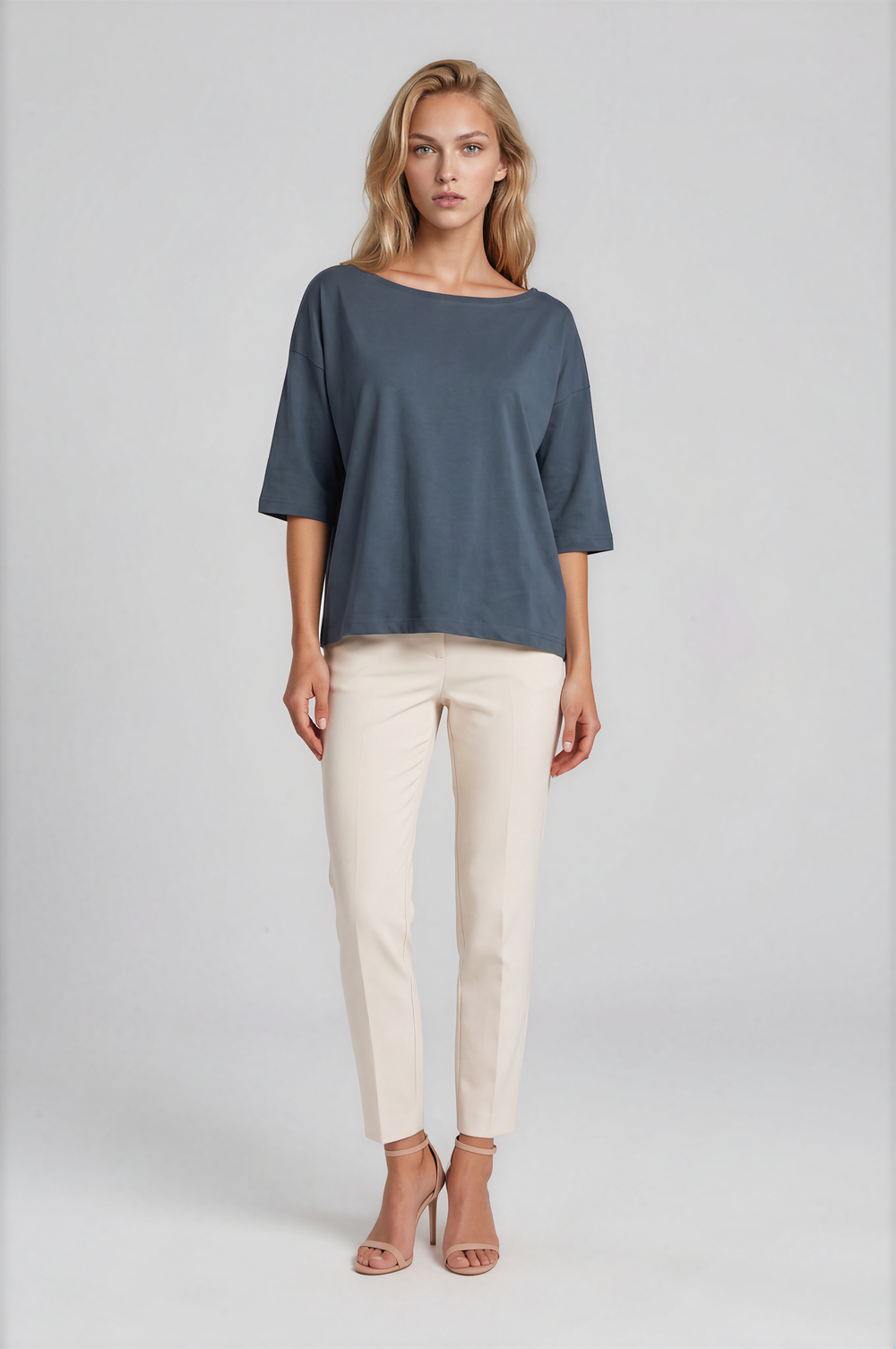 Kayık Yaka Oversize Basic Bluz ANTRASİT