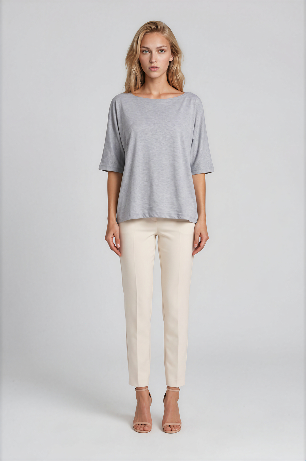 Kayık Yaka Oversize Basic Bluz GRİ