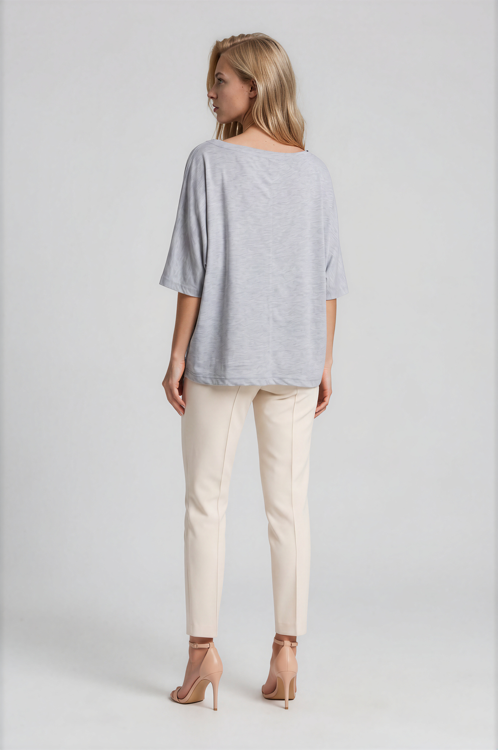 Kayık Yaka Oversize Basic Bluz GRİ
