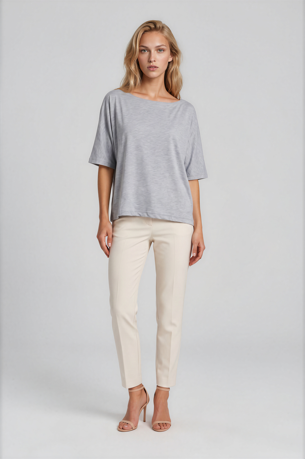 Kayık Yaka Oversize Basic Bluz GRİ
