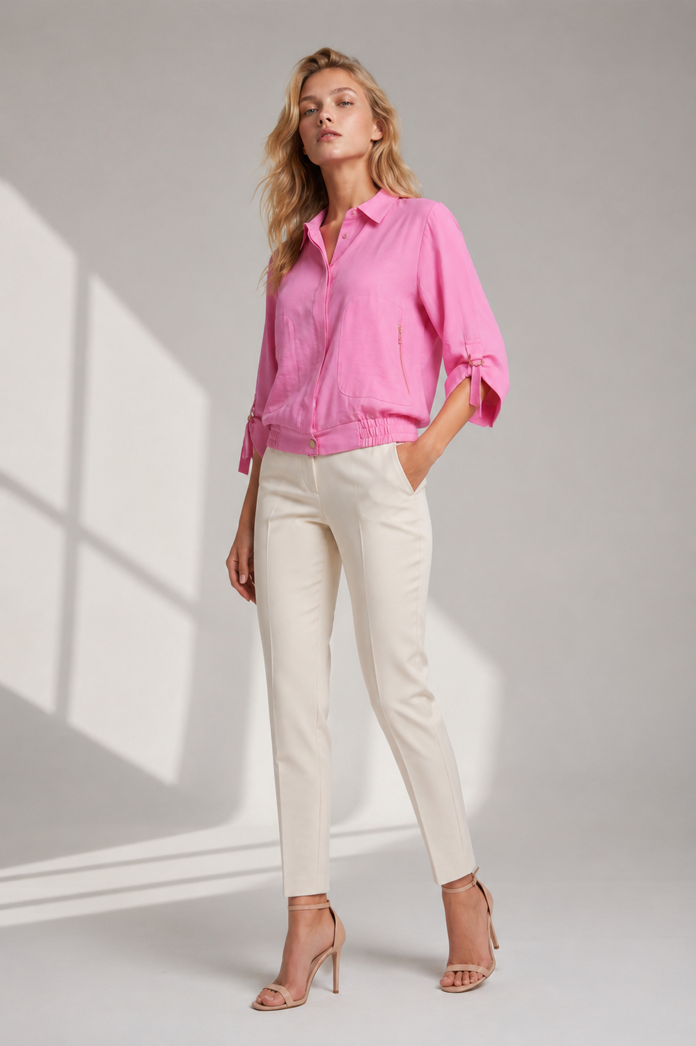 Lastik Bel Cepli Aerobin Bomber Bluz PEMBE