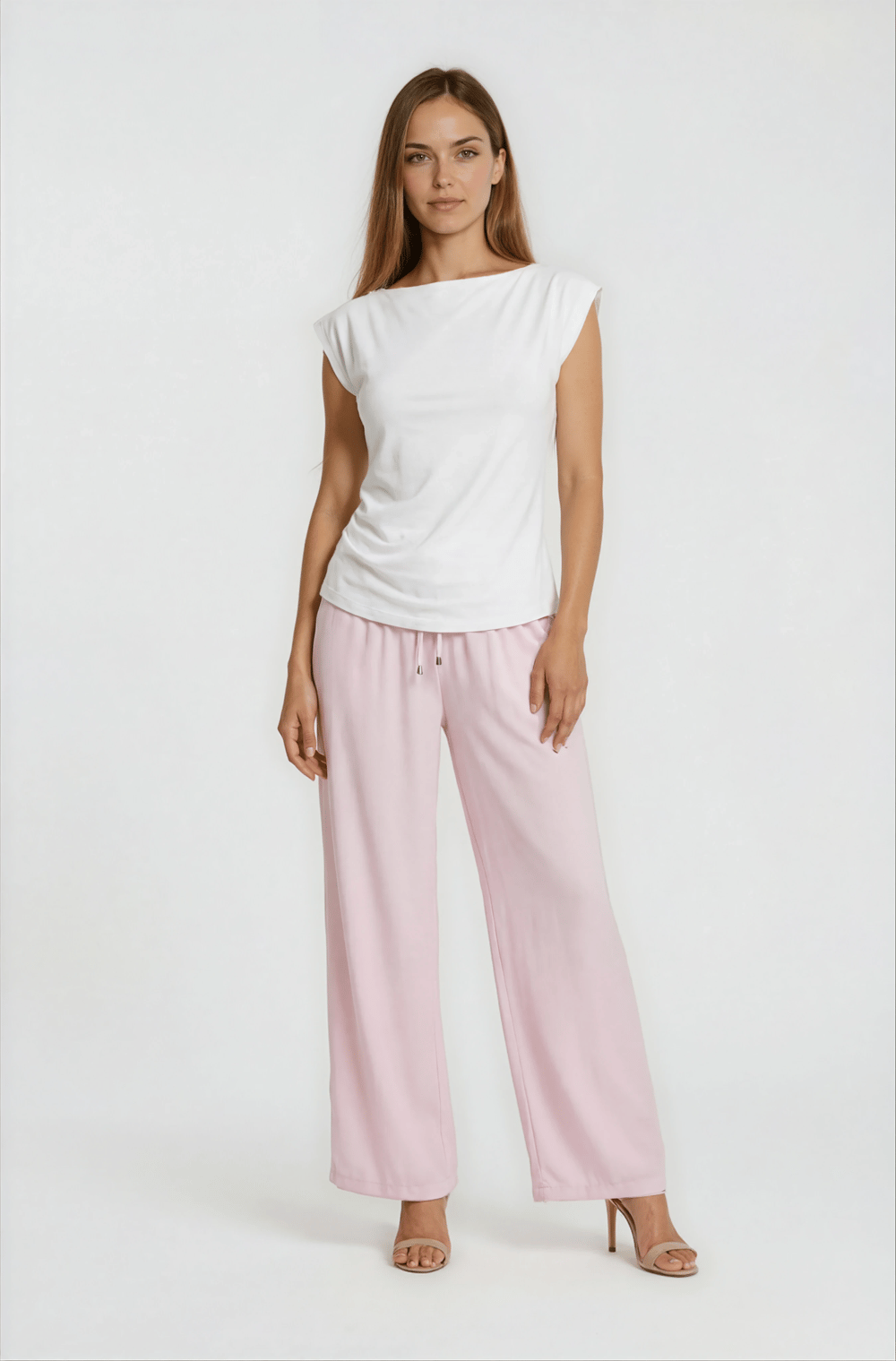 Laurento Beli Lastikli Bol Paça Pantolon PEMBE