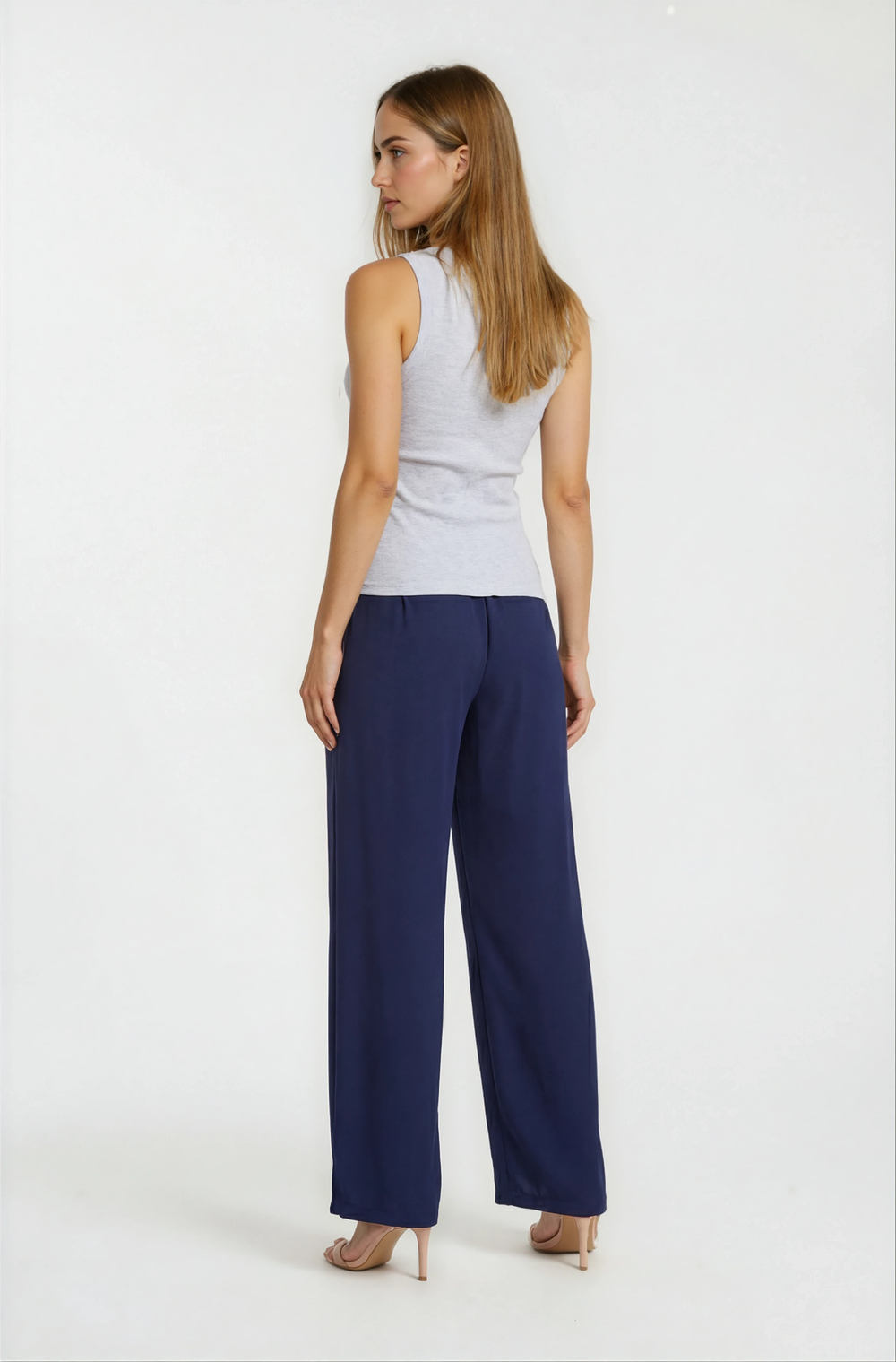Laurento Beli Lastikli Bol Paça Pantolon LACİVERT