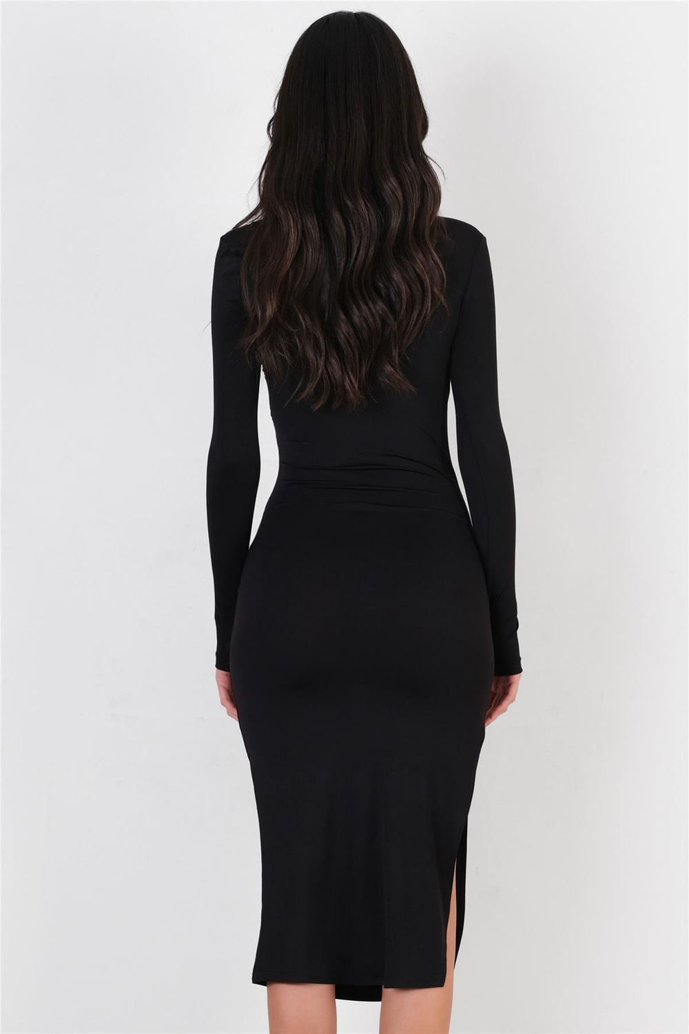 Nicolo Beli Tül Göğüs Omuz Büzgülü Yırtmaçlı Abiye Uzun Elbise SİYAH