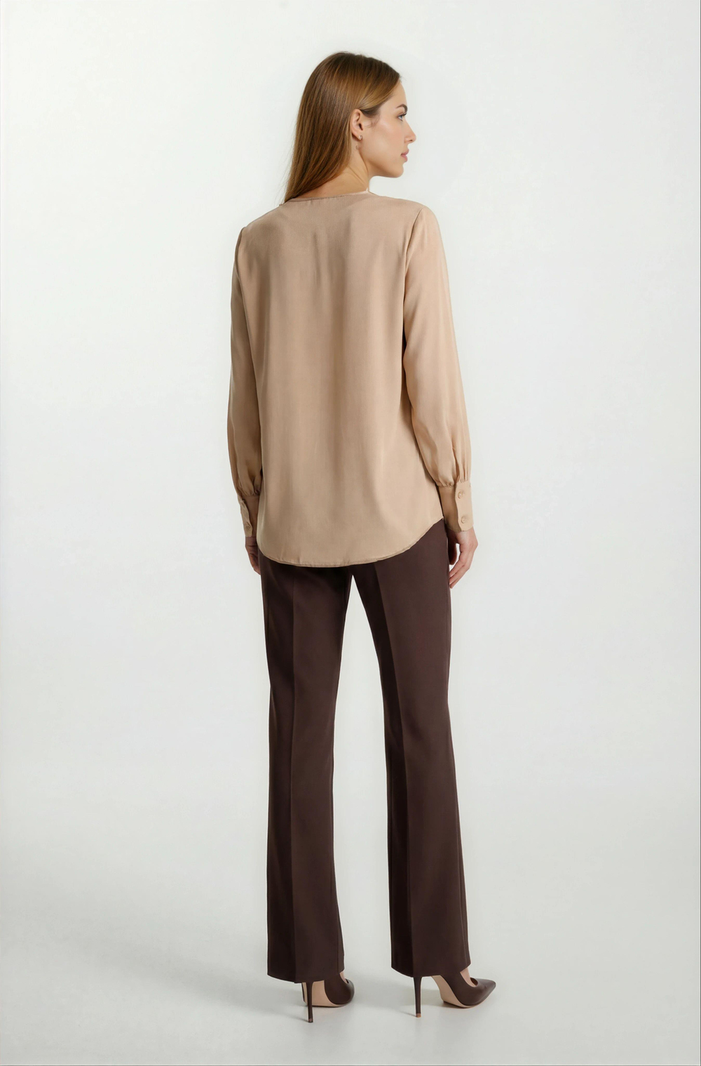 Oresto Düşük Bel Lastikli İspanyol Paça Pantolon KAHVE