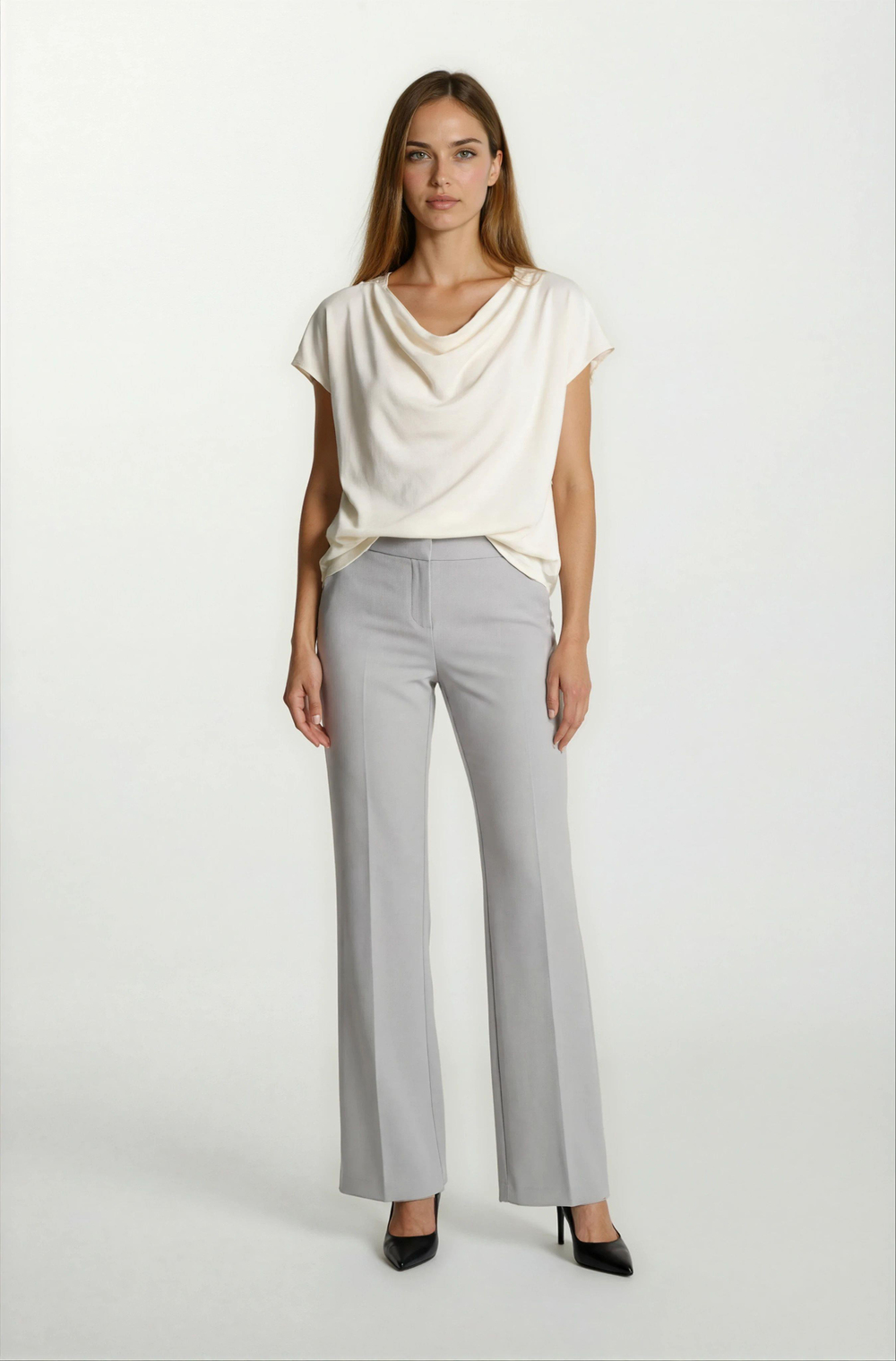 Oresto Düşük Bel Lastikli İspanyol Paça Pantolon TAŞ