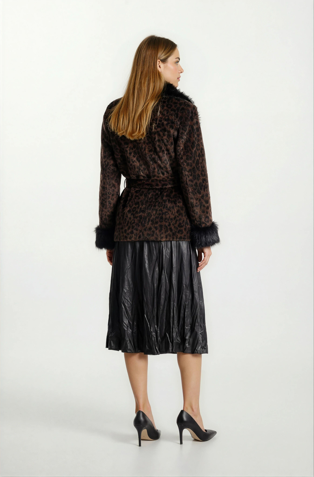 Ostensio Kruvaze Yakası Kolları Kürklü Kaban KAHVE