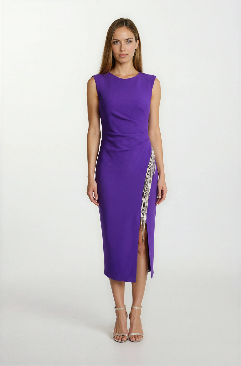 Panettiere Yandan Yırtmaçlı Şerit Aksesuar Detaylı Kısa Abiye Elbise MOR