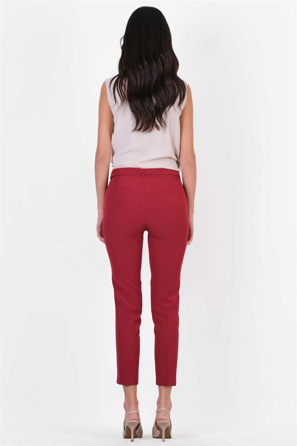 Peters Bel Kuşaklı Dar Paça Pantolon BORDO