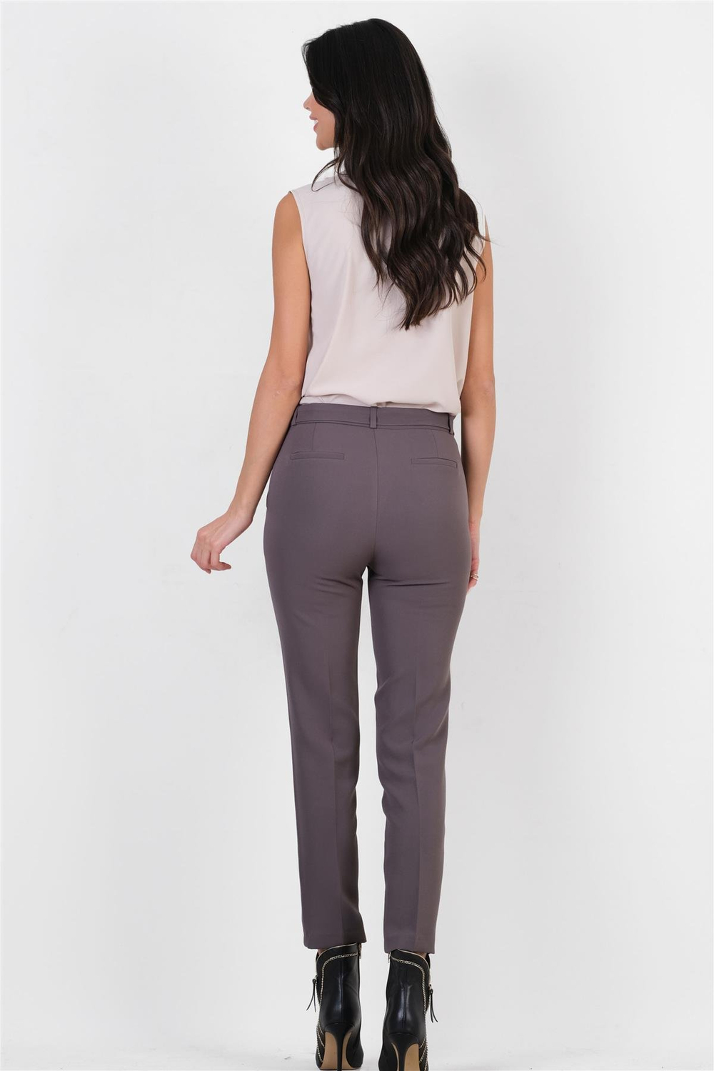 Peters Bel Kuşaklı Dar Paça Pantolon GRİ