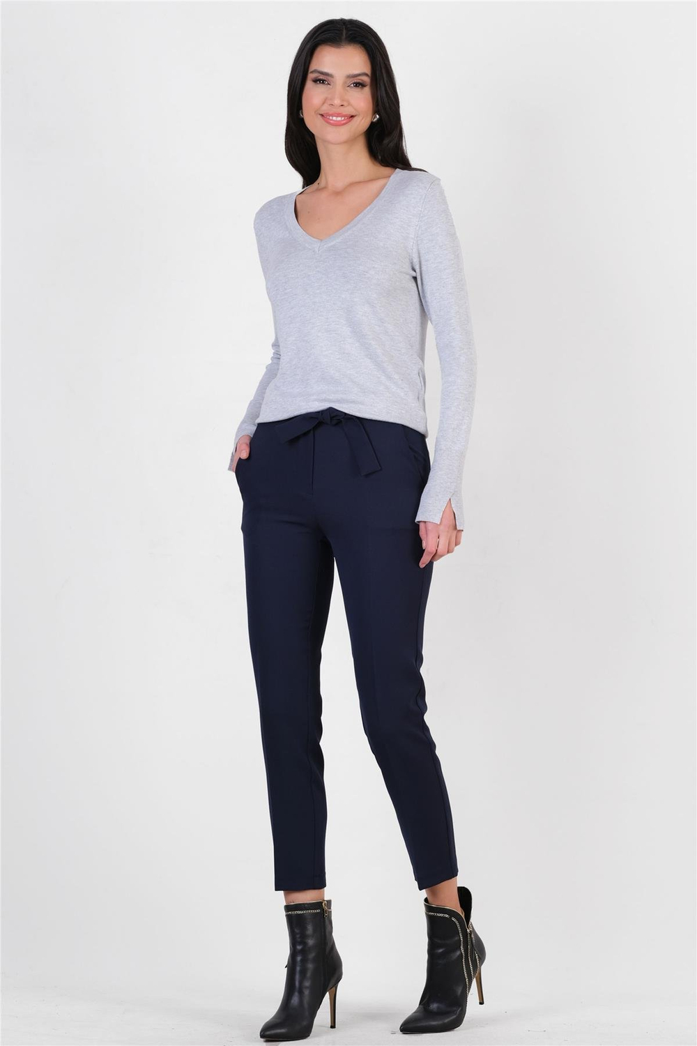 Peters Bel Kuşaklı Dar Paça Pantolon LACİVERT