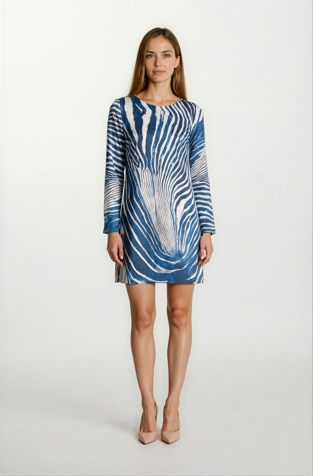 Porsenna Yuvarlak Yaka İspanyol Kol Elbise LACİVERT