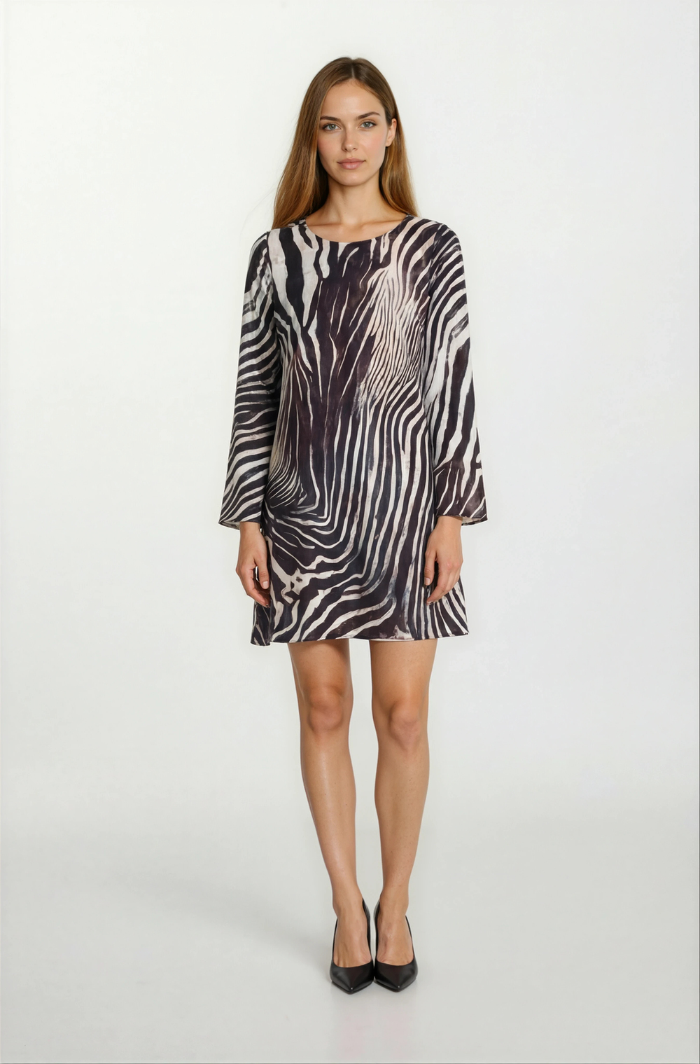 Porsenna Yuvarlak Yaka İspanyol Kol Elbise SİYAH